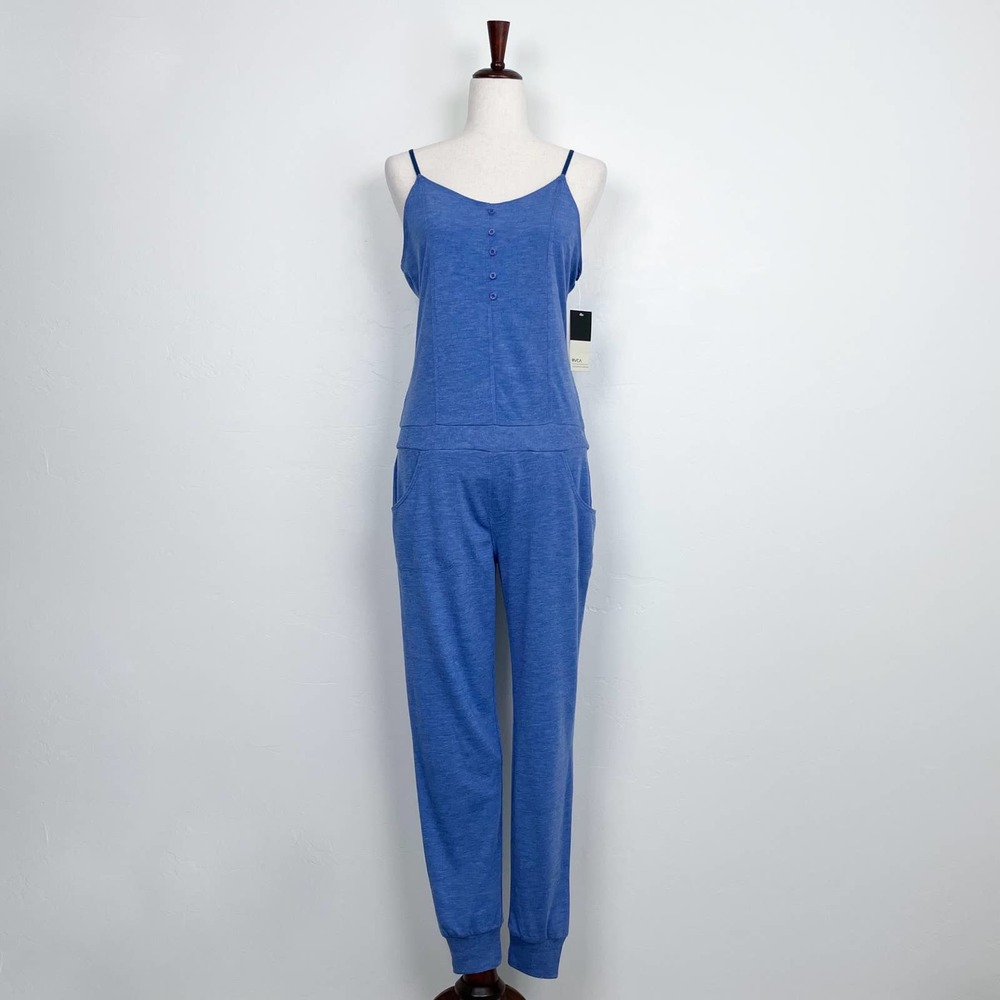 RVCA Sunday Blue Seamed Cami Loungewear Jumpsuit NWT